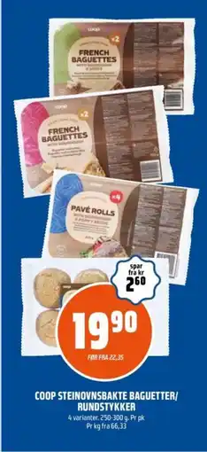 Coop Obs Coop steinovnsbakte baguetter/ rundstykker tilbud