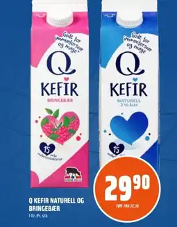 Coop Obs Q Kefir naturell og bringebær tilbud