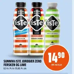 Coop Obs Sunniva Iste jordbær zero fersken og lime tilbud