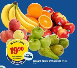 Coop Obs Bananer, pærer, appelsiner og epler tilbud