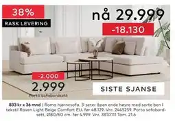 Skeidar Roma hjørnesofa tilbud