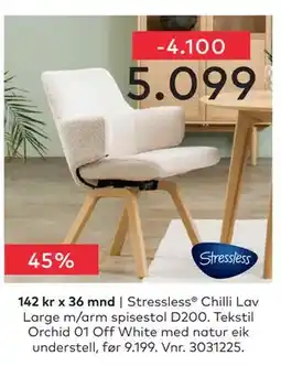 Skeidar Stressless Chilli Lav Large m/arm spisestol D200 tilbud