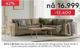 Skeidar Ask hjørnesofa tilbud