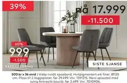 Skeidar Visby rundt spisebord tilbud