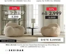 Skeidar Comfy stol stor tilbud
