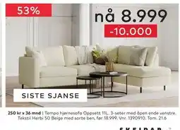 Skeidar Tempo hjørnesofa Oppsett 11L tilbud