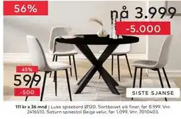 Skeidar Luke spisebord Ø120 tilbud