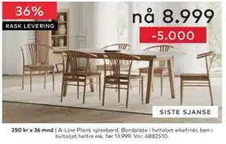 Skeidar A-Line Plank spisebord tilbud