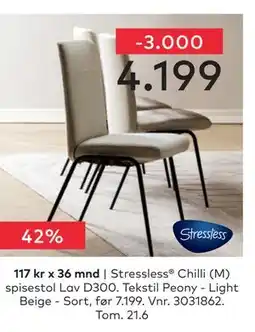 Skeidar Stressless Chilli (M) spisestol Lav D300 tilbud