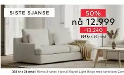 Skeidar Roma 3-seter XL tilbud