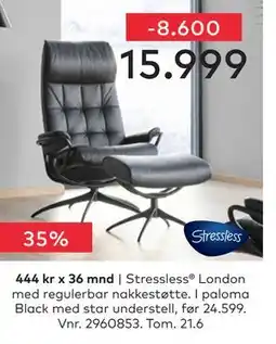 Skeidar Stressless London med regulerbar nakkestøtte tilbud