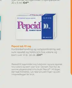 Vitusapotek Pepcid tab 10 mg tilbud