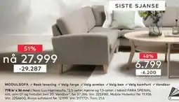 Skeidar Noor Lux Hjørnesofa tilbud