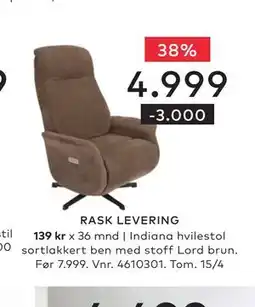 Skeidar Indiana hvilestol tilbud