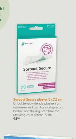 Vitusapotek Sorbact Secure plaster 5 x 7,2 cm tilbud