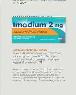 Vitusapotek Imodium smeltetablett 2 mg tilbud