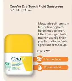 Vitusapotek CeraVe Dry Touch Fluid Sunscreen tilbud