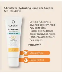 Vitusapotek Cliniderm Hydrating Sun Face Cream tilbud