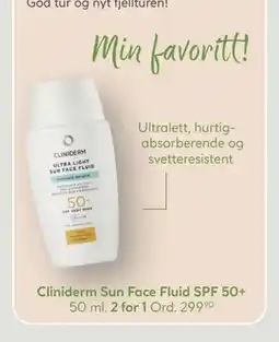 Vitusapotek Cliniderm Sun Face Fluid SPF 50+ tilbud