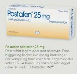 Vitusapotek Postafen tabletter 25 mg tilbud