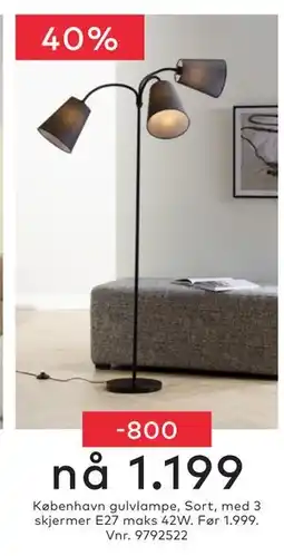 Skeidar København gulvlampe tilbud