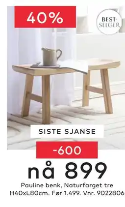 Skeidar Pauline benk tilbud
