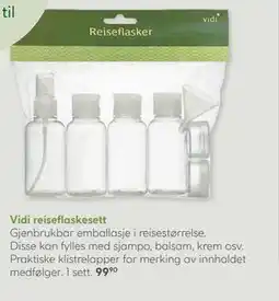 Vitusapotek Vidi reiseflaskesett tilbud