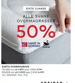 Skeidar EARTH OVERMADRASS tilbud