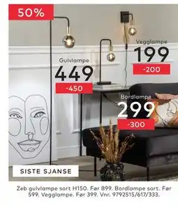 Skeidar Zeb gulvlampe sort tilbud