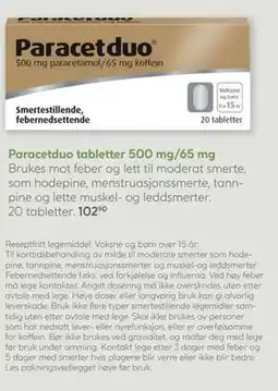 Vitusapotek Paracetduo tabletter 500 mg/65 mg tilbud