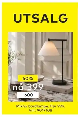 Skeidar Mikha bordlampe tilbud
