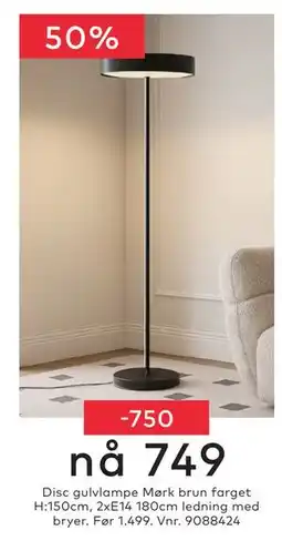 Skeidar Disc gulvlampe tilbud