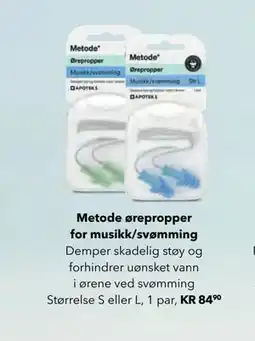 Apotek 1 Metode ørepropper for musikk/svømming tilbud