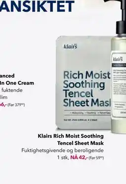 Apotek 1 Klairs Rich Moist Soothing Tencel Sheet Mask tilbud