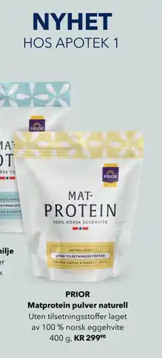 Apotek 1 PRIOR Matprotein pulver naturell tilbud