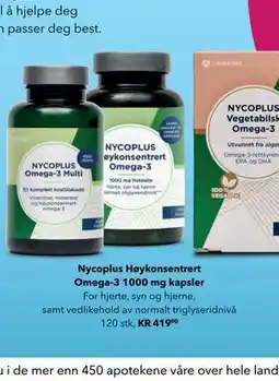 Apotek 1 Nycoplus Høykonsentrert Omega-3 1000 mg kapsler tilbud