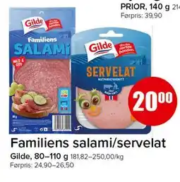 Spar Familiens salami/servelat tilbud