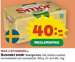 Stora Coop Svenskt smör tilbud