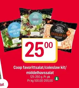 Coop Extra Coop favorittsalat/coleslaw kit/ middelhavssalat Pr pk tilbud