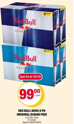 Coop Extra Red bull boks 8 pk original/sugar free tilbud