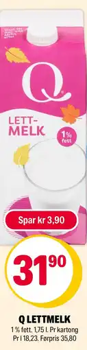 Coop Extra Q lettmelk tilbud