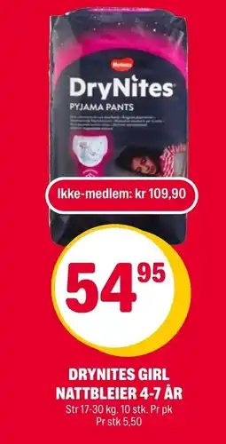 Coop Extra Drynites girl nattbleier 4-7 år tilbud