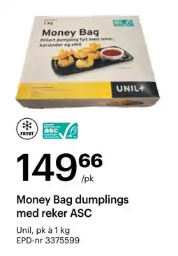 Storcash Money Bag dumplings med reker ASC tilbud