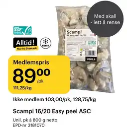 Storcash Scampi 16/20 Easy peel ASC tilbud