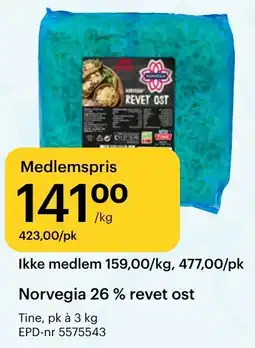 Storcash Tine Norvegia 26 % revet ost tilbud