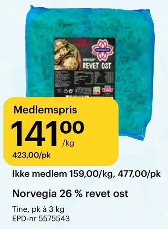 Storcash Tine Norvegia 26 % revet ost tilbud