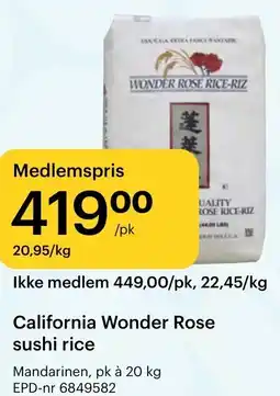 Storcash California Wonder Rose sushi rice tilbud