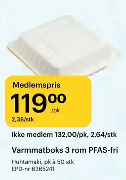Storcash Varmmatboks 3 rom PFAS-fri tilbud