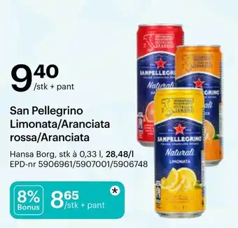 Storcash San Pellegrino Limonata/Aranciata rossa/Aranciata tilbud