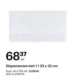 Storcash Dispenserserviett 1 l tilbud